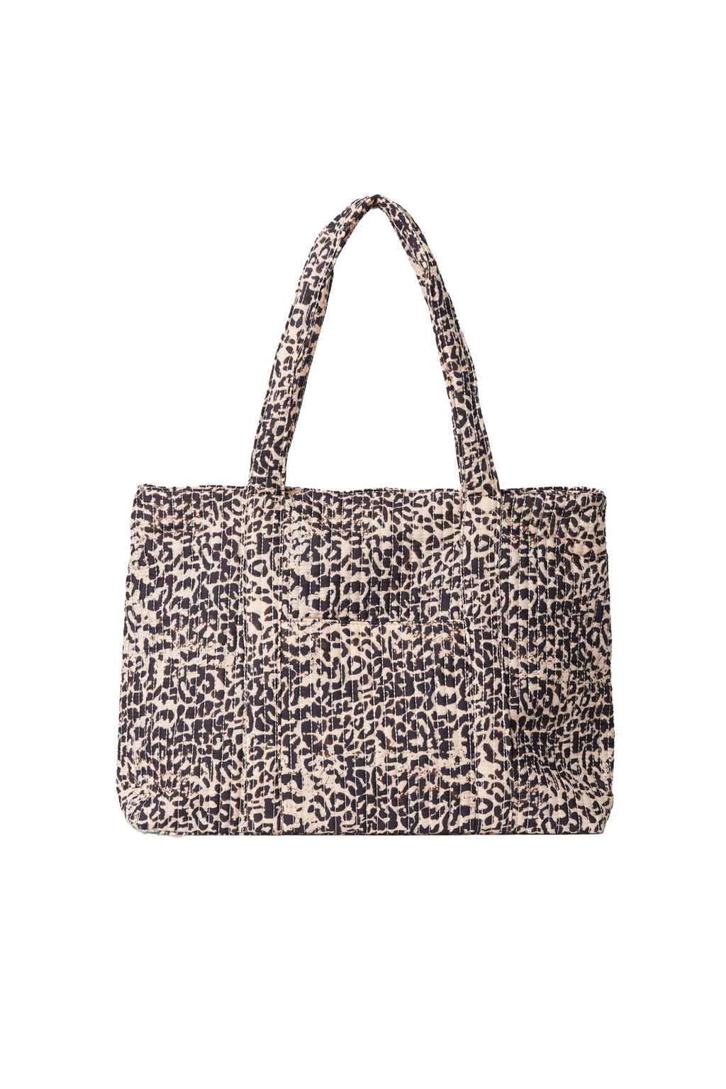Leopard print tote bag on a white background