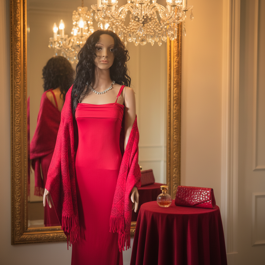 Elegant Red Shawl Wrap with Fringe