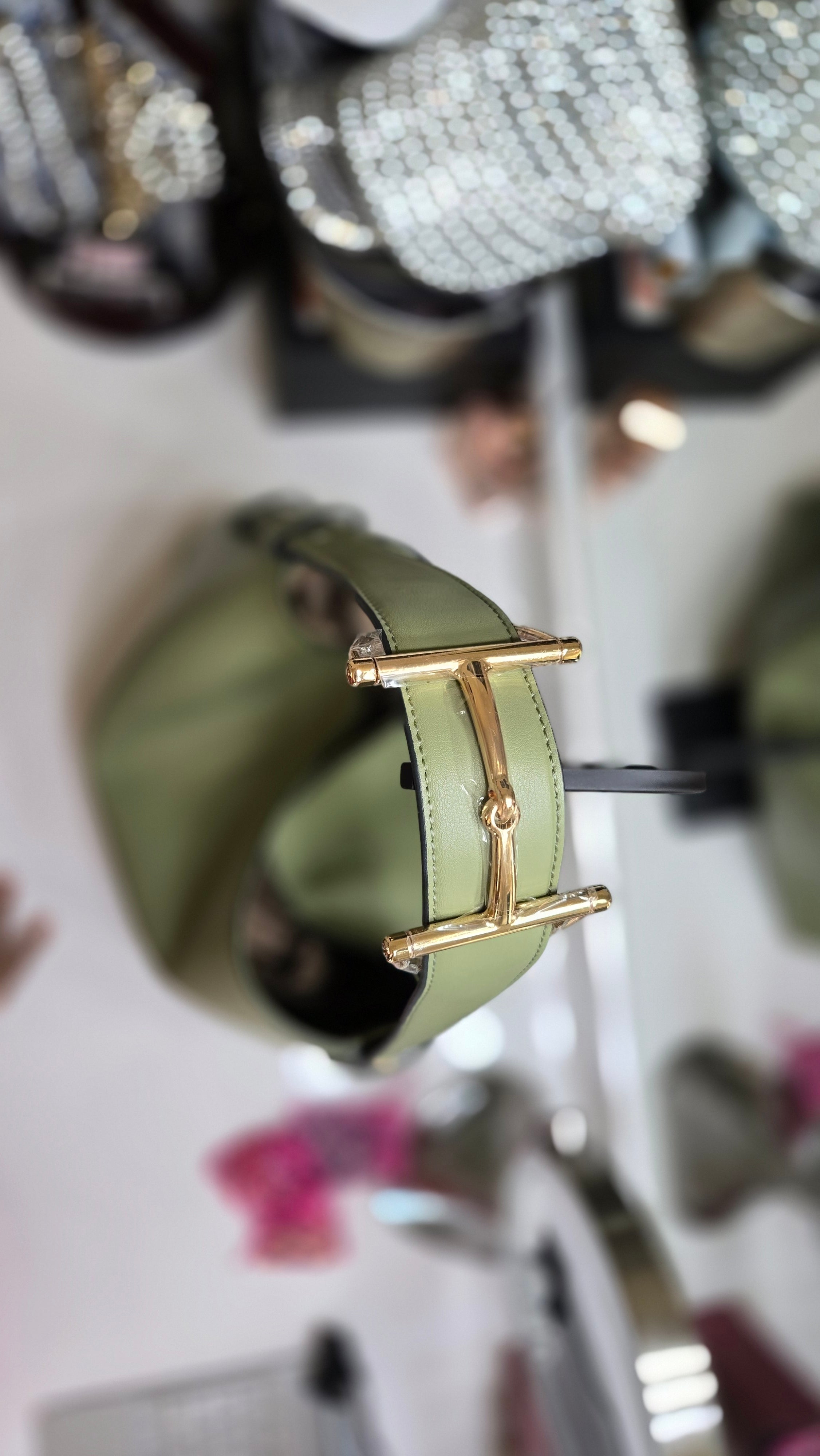 Luxury Inspired Large Green Leather Shoulder Bag