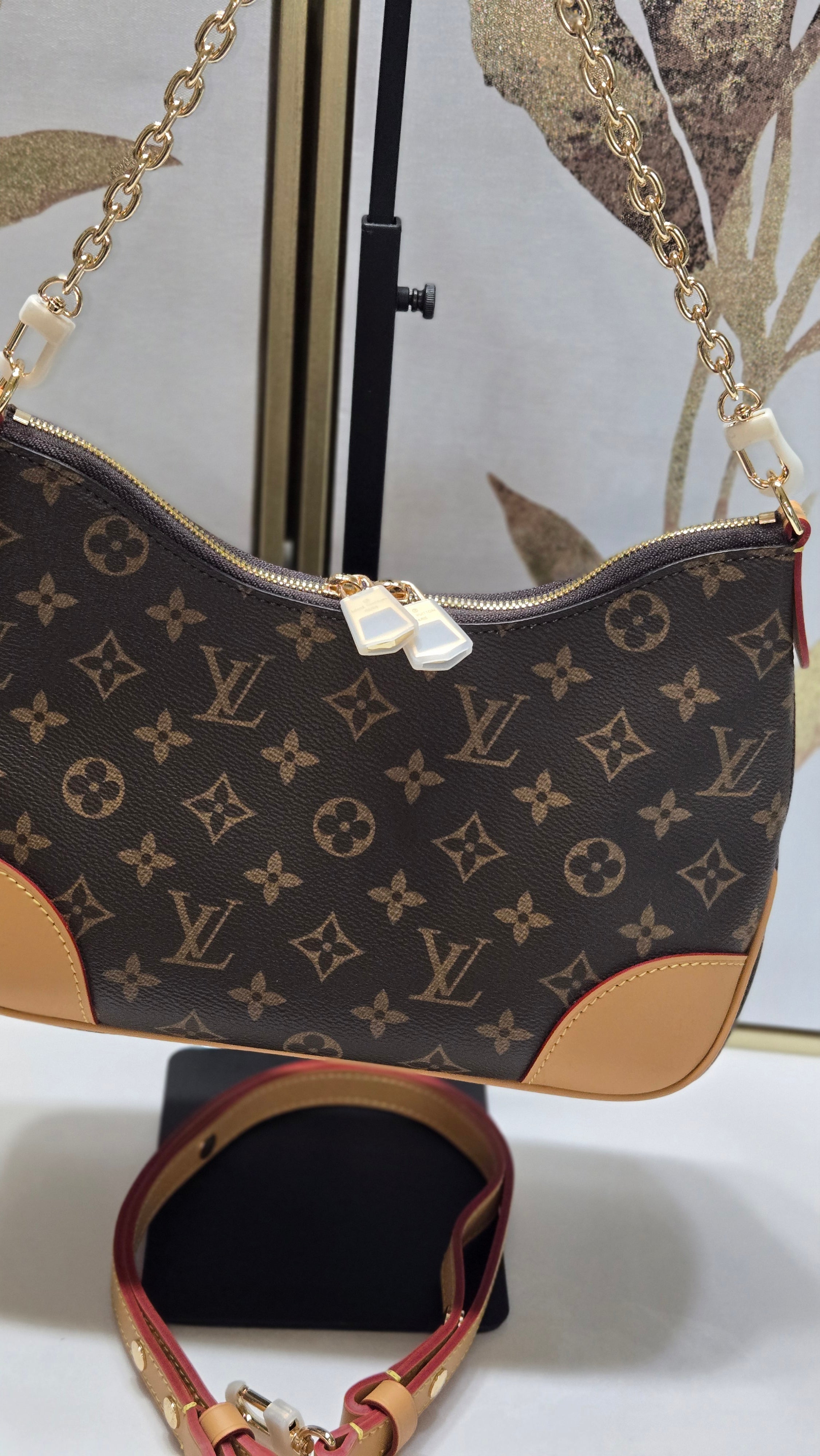 Classic Monogram Convertible Chain Shoulder Bag – Brown Luxury-Inspired