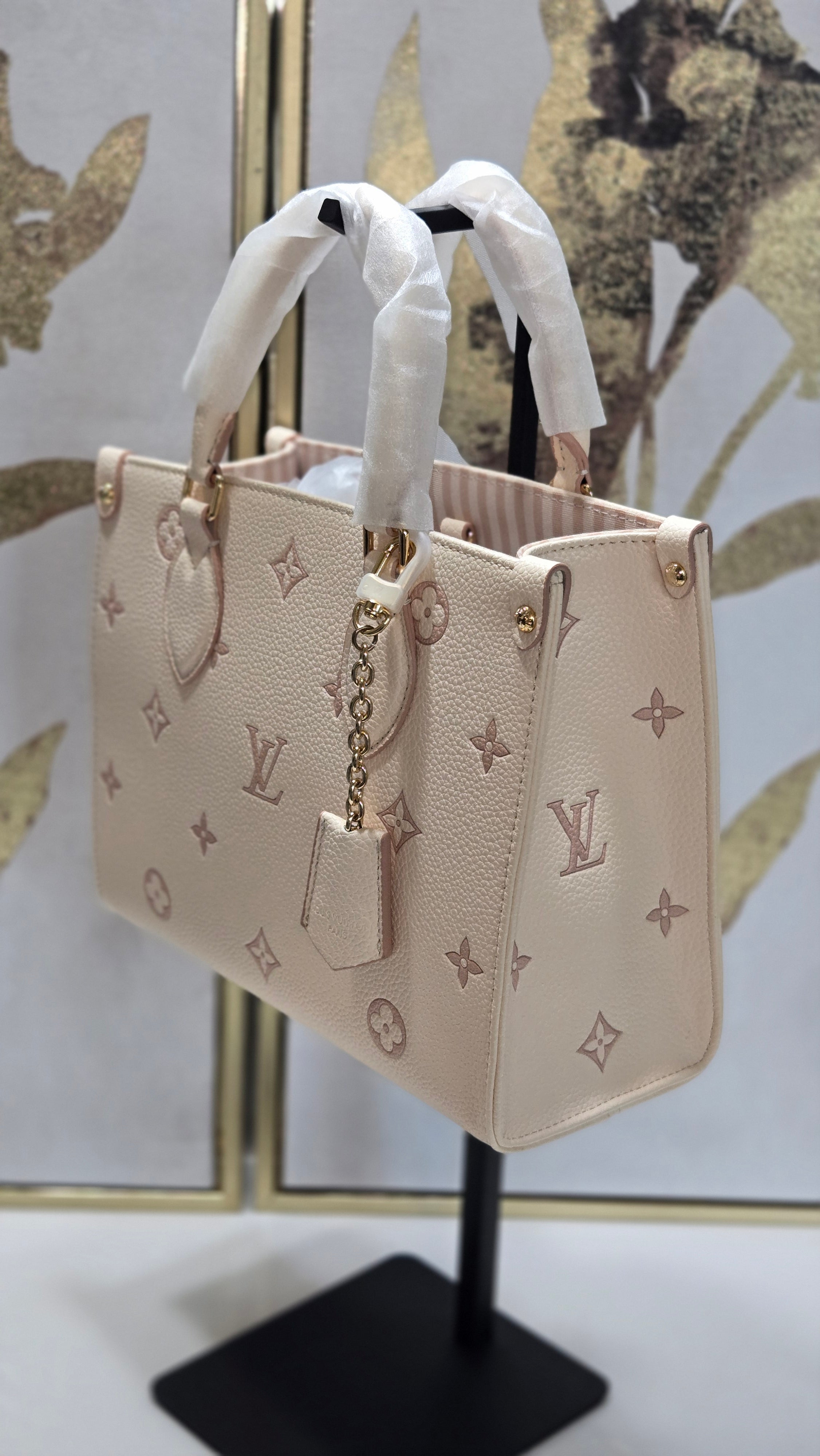 Monogram Mini Tote – Cream & Blush Luxury-Inspired