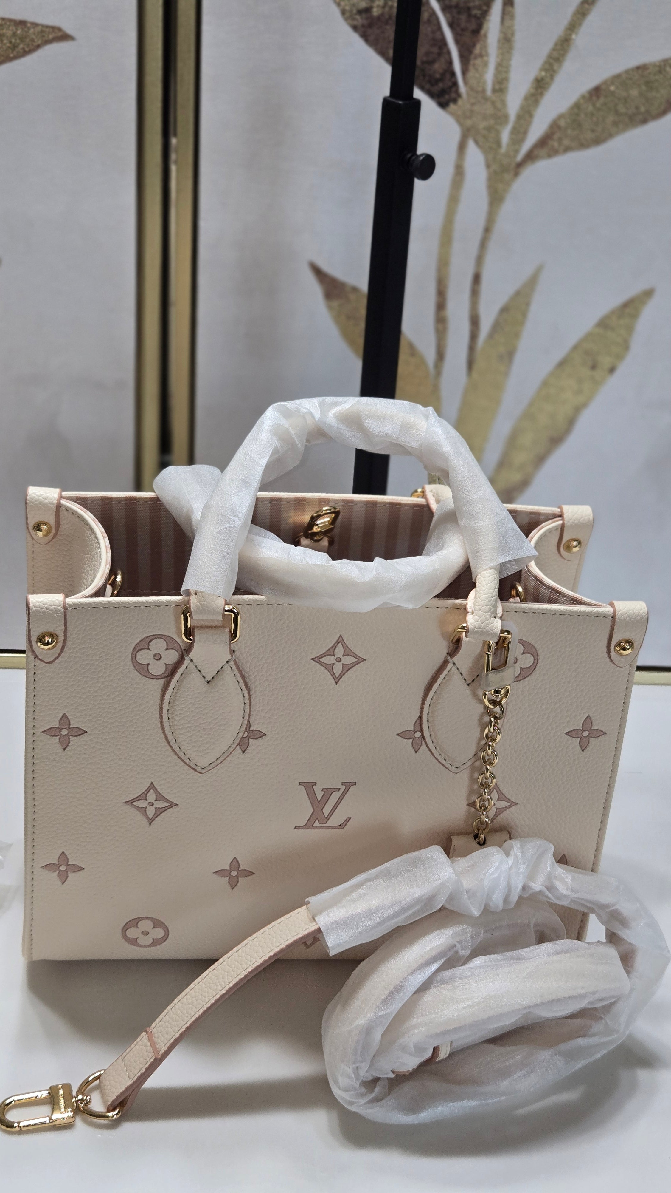 Monogram Mini Tote – Cream & Blush Luxury-Inspired