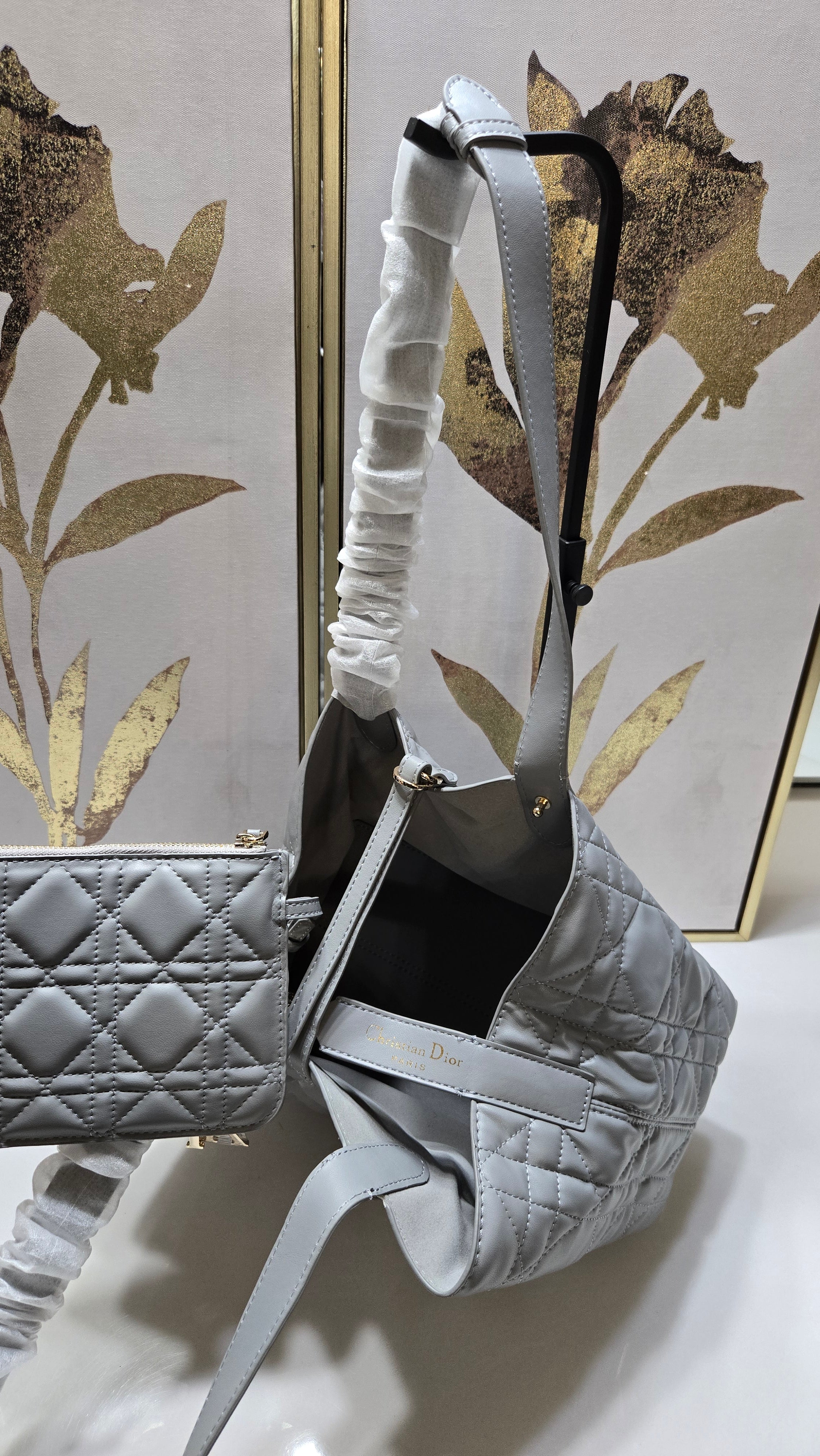 Quilted Luxe Tote Bag with Matching Zip Pouch