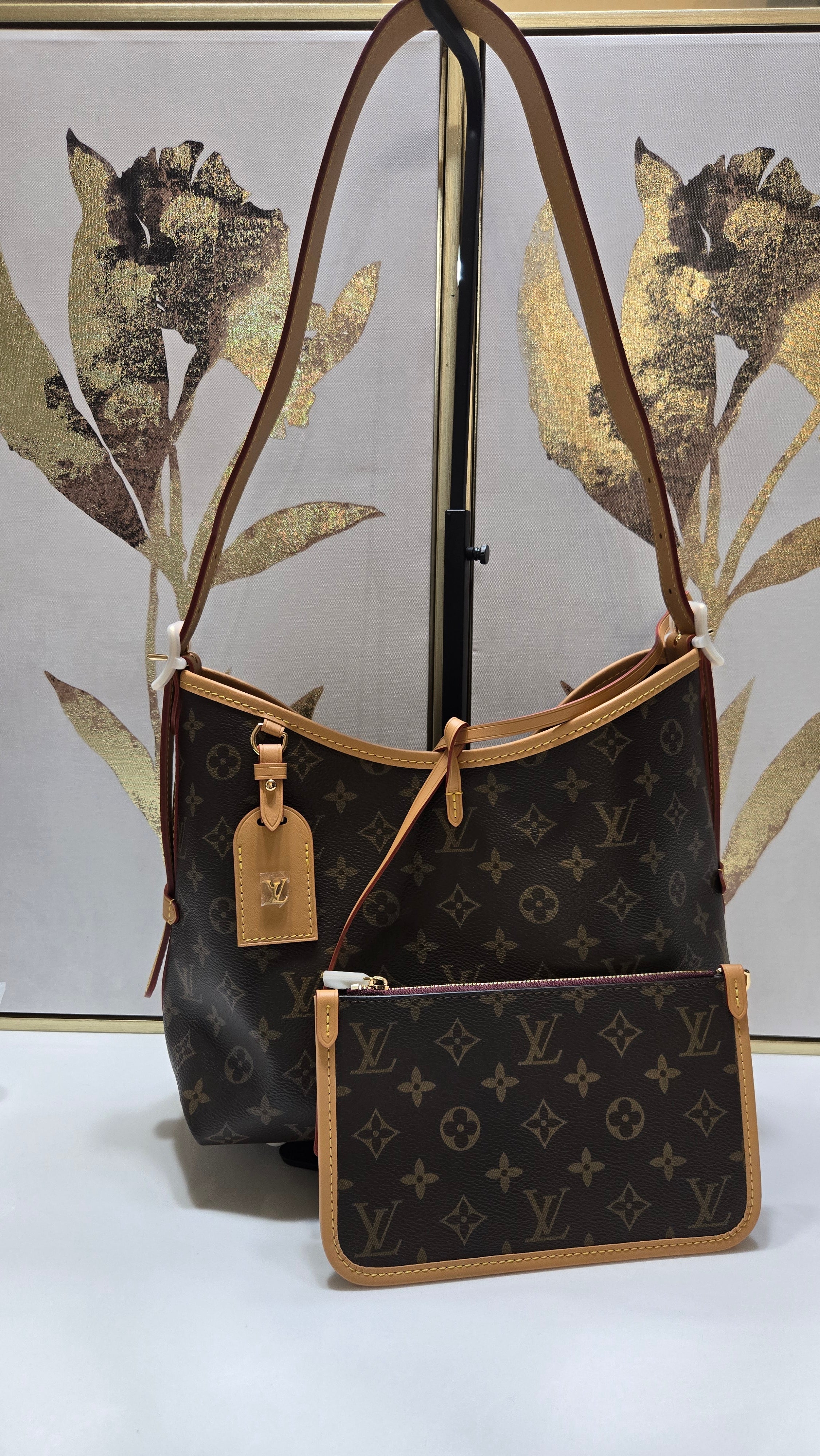 Monogram Luxe Shoulder Tote with Matching Zip Pouch