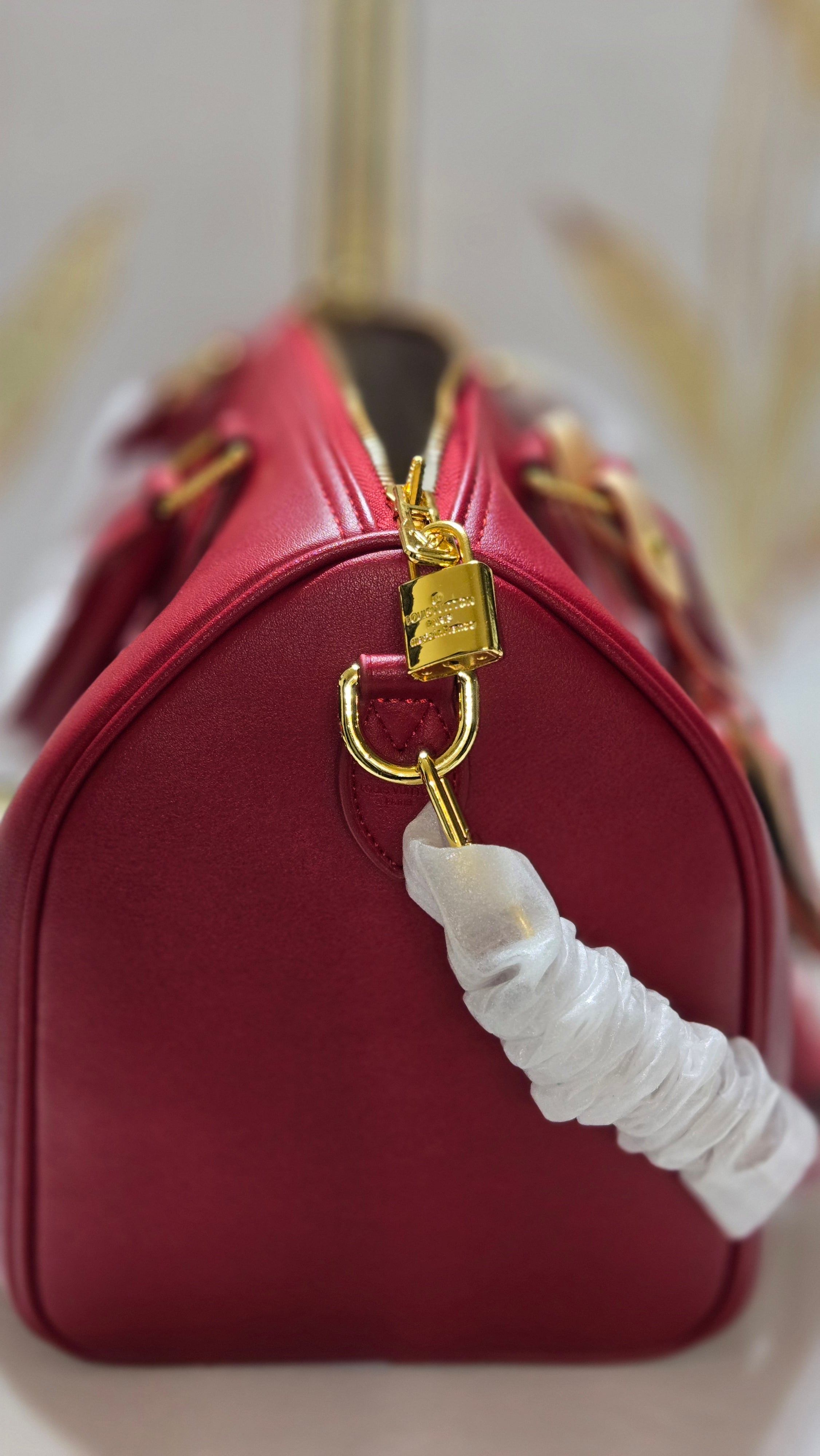 Wine Red Luxe Dome Satchel – Luxury-Inspired with Gold Hardware
