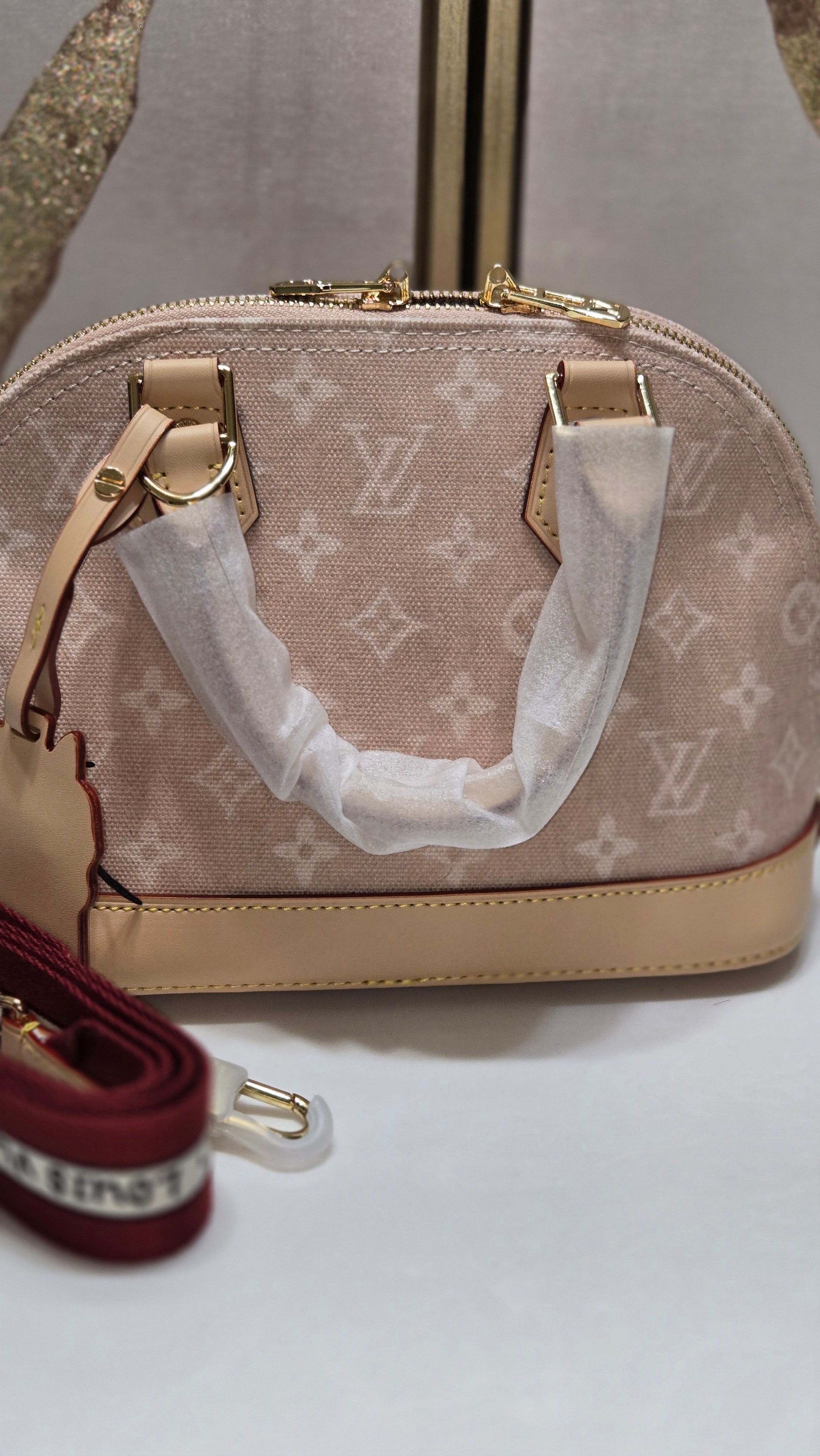 Blush Monogram Mini Dome Satchel with Wide Strap – Luxury-Inspired