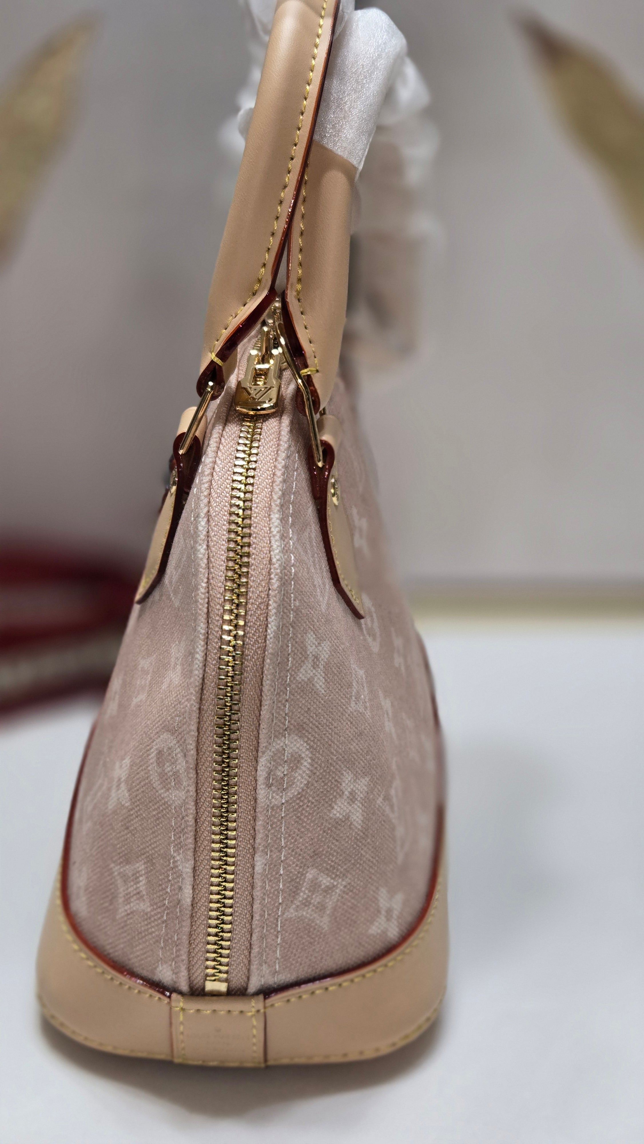 Blush Monogram Mini Dome Satchel with Wide Strap – Luxury-Inspired