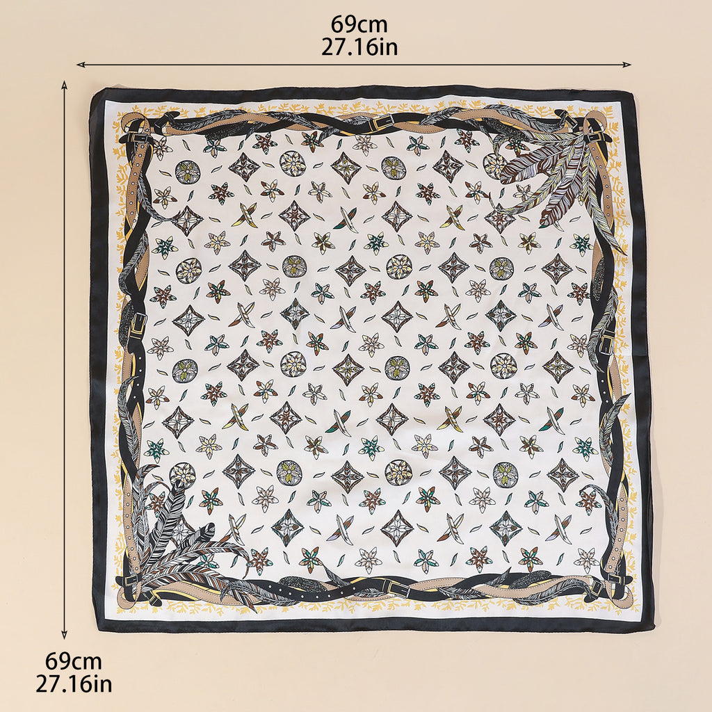 Vintage Belt  Feather Pattern Square Scarf