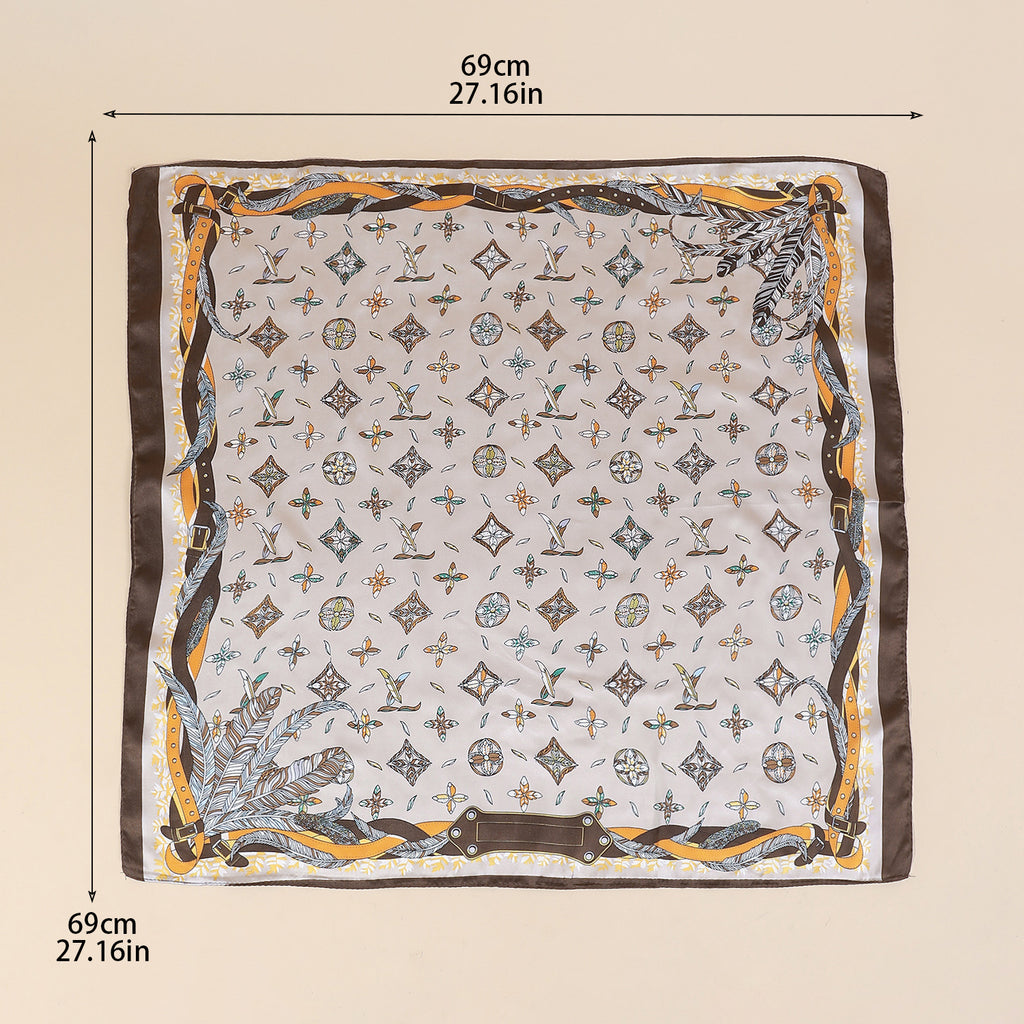 Vintage Belt  Feather Pattern Square Scarf