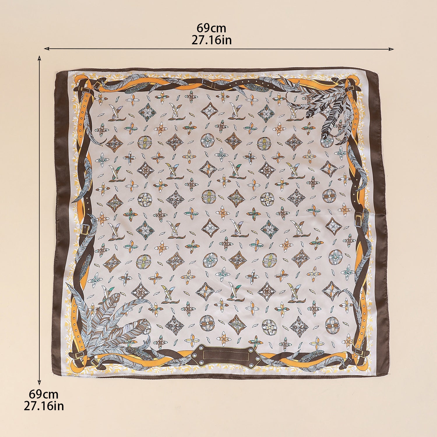 Vintage Belt  Feather Pattern Square Scarf