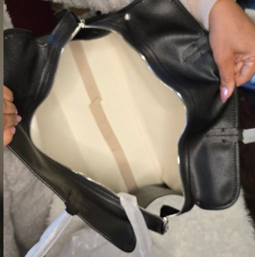 Premium Geometric Print Structured Tote with Leather Trim