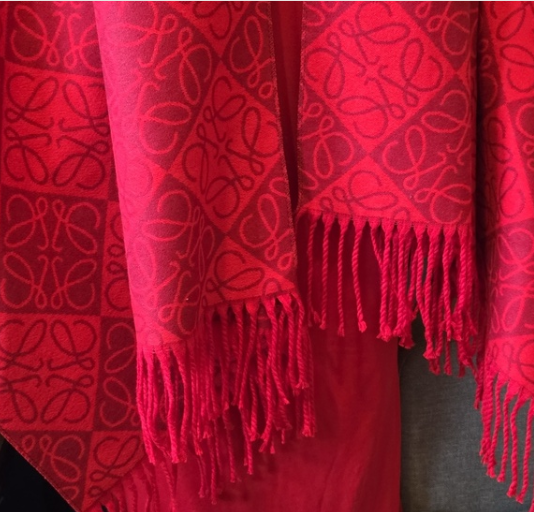 Elegant Red Shawl Wrap with Fringe