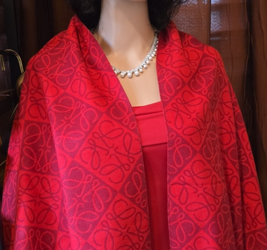 Elegant Red Shawl Wrap with Fringe
