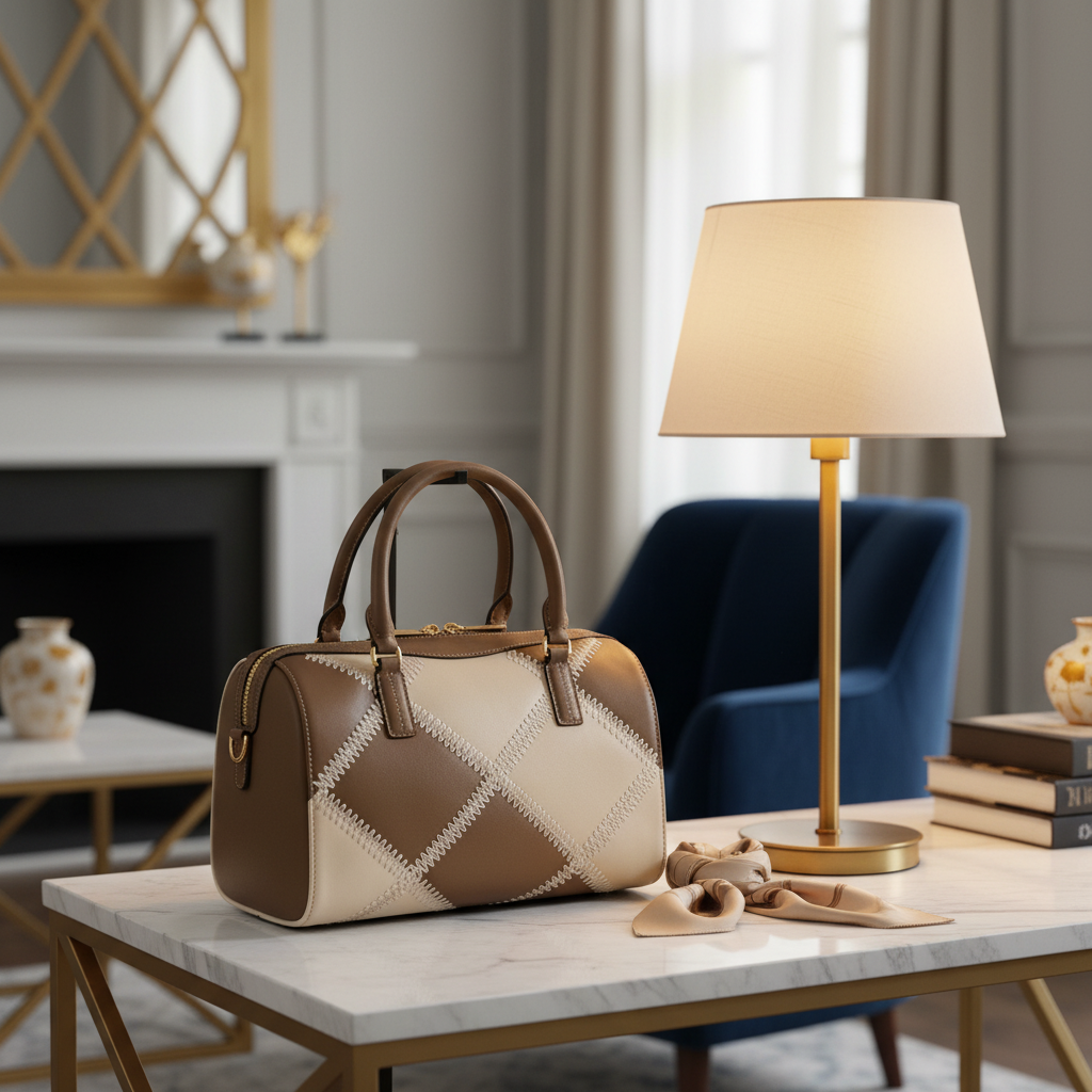 Elephant Grey and Ivory Monochrome Luxe Structured Top-Handle Satchel | Genuine Leather