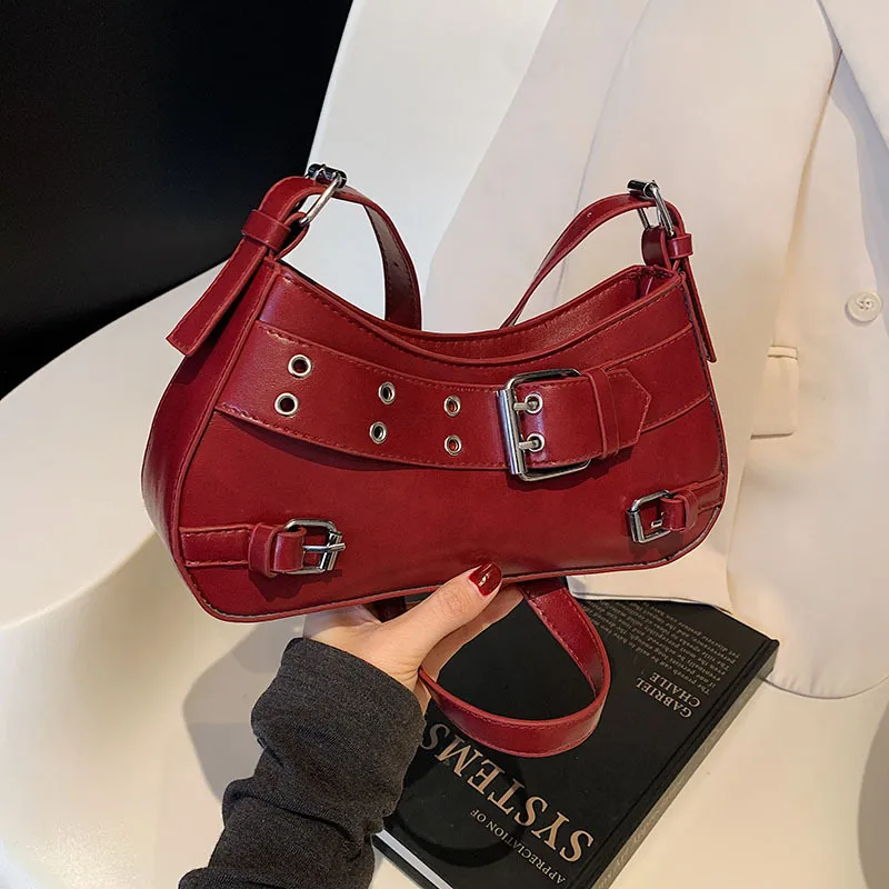 Women’s Shoulder Bag with Buckle Detail – Trendy Y2K Mini Handbag
