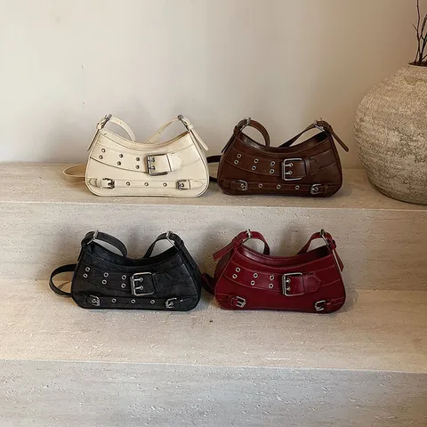 Women’s Shoulder Bag with Buckle Detail – Trendy Y2K Mini Handbag