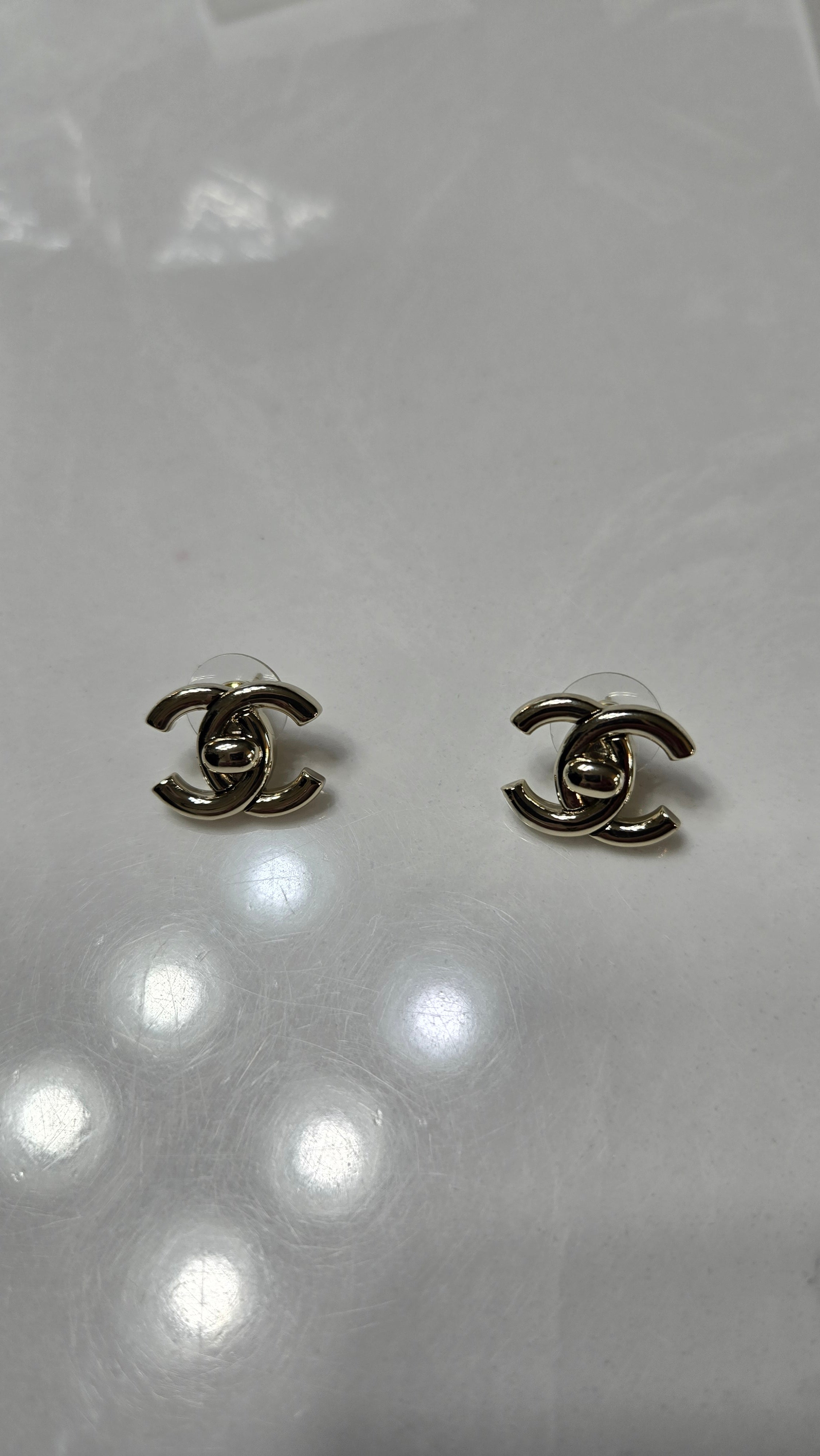 Classic Silver Interlocking C-Style Stud Earrings