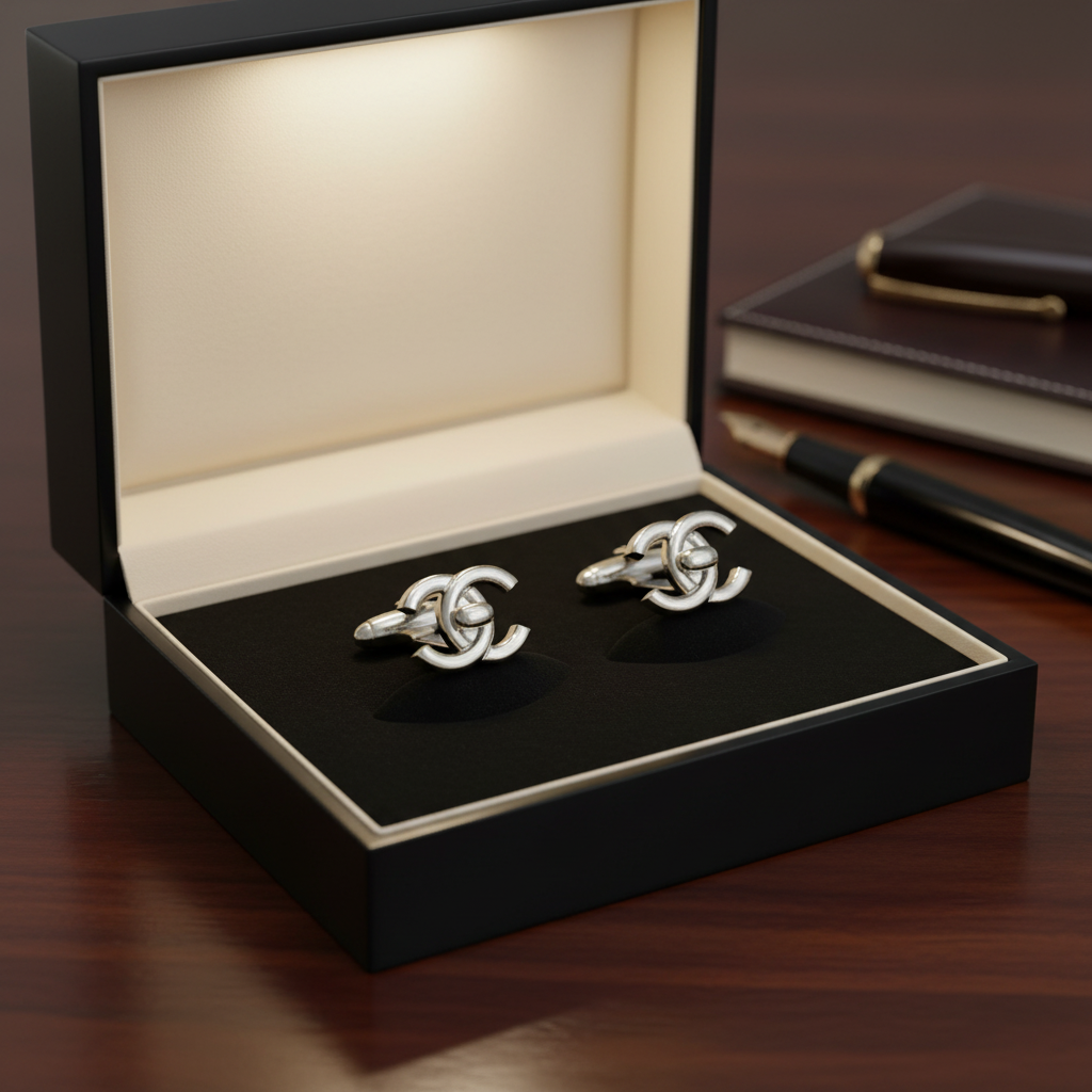 Classic Silver Interlocking C-Style Stud Earrings