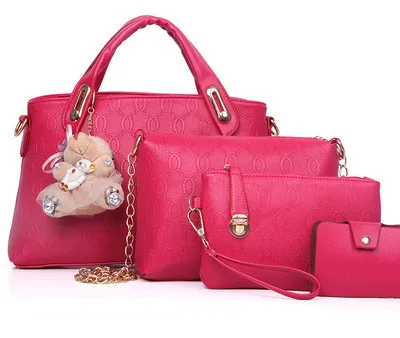 Women’s 5-Piece Handbag Set with Crossbody, Wallet & Charm