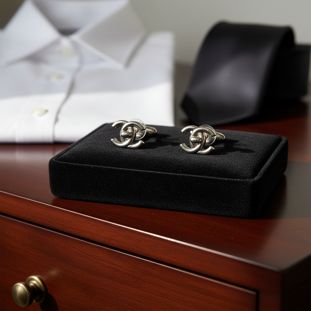 Classic Silver Interlocking C-Style Stud Earrings